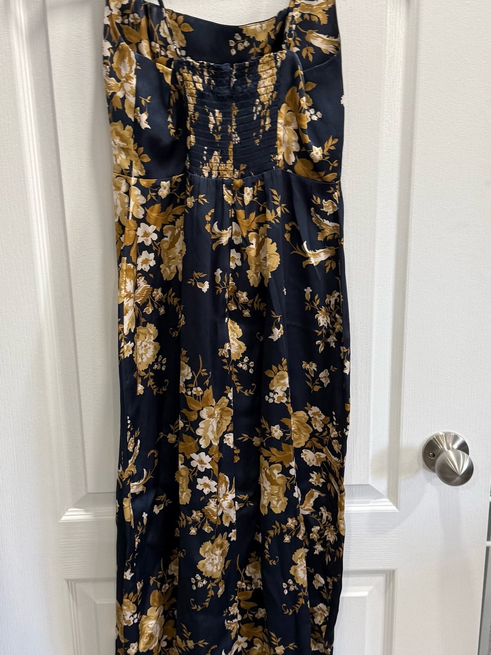 Reformation Solay Silk Dress Size 2, Navy and Yellow Floral Maxi Dress - Picture 7 of 7